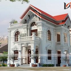 Thiết kế nhà 2 tầng 1 tum 160m2 phong cách cổ điển BT1686