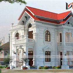 Thiết kế nhà 2 tầng 1 tum 160m2 phong cách cổ điển BT1686
