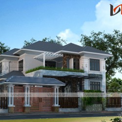 Mẫu nhà 2 tầng 4 phòng ngủ ngang 11m thiết kế ở Bắc Giang BT1669