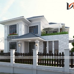 Mẫu nhà 2 tầng 4 phòng ngủ ngang 11m thiết kế ở Bắc Giang BT1669