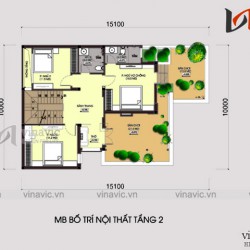 Thiết kế nhà 2 tầng 4 phòng ngủ diện tích 150m2 mái dốc truyền thống BT1671