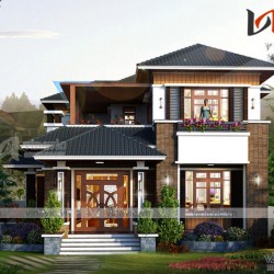 Mẫu thiết kế nhà 2 tầng 3 phòng ngủ diện tích 200m2 1 sàn BT1687