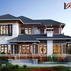 Mẫu thiết kế nhà 2 tầng 3 phòng ngủ diện tích 200m2 1 sàn BT1687