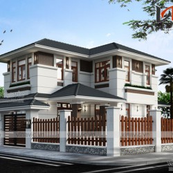 Mẫu nhà 2 tầng diện tích rộng 9m sâu 14 m 4 phòng ngủ hiện đại BT1693