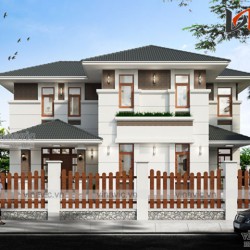 Mẫu nhà 2 tầng diện tích rộng 9m sâu 14 m 4 phòng ngủ hiện đại BT1693
