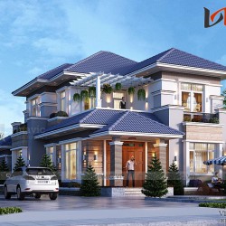Mẫu thiết kế biệt thự 2 tầng 2 mặt tiền 10m tổng diện tích 260m2 BT1835