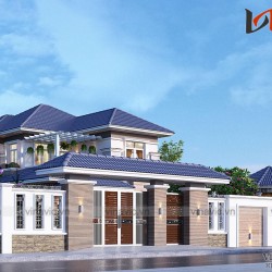 Mẫu thiết kế biệt thự 2 tầng 2 mặt tiền 10m tổng diện tích 260m2 BT1835