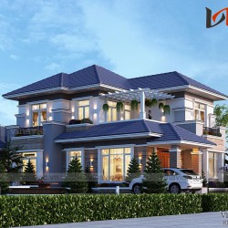 Mẫu thiết kế biệt thự 2 tầng 2 mặt tiền 10m tổng diện tích 260m2 BT1835