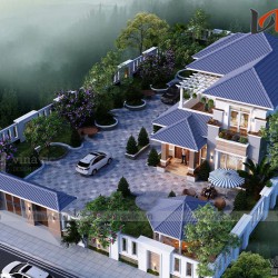 Mẫu thiết kế biệt thự 2 tầng 2 mặt tiền 10m tổng diện tích 260m2 BT1835