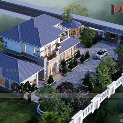 Mẫu thiết kế biệt thự 2 tầng 2 mặt tiền 10m tổng diện tích 260m2 BT1835