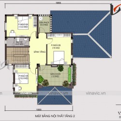 Hình ảnh mẫu nhà đẹp 2 tầng mái thái mặt tiền 16m chiều sâu 13m