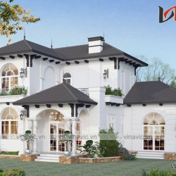 Hình ảnh mẫu nhà đẹp 2 tầng mái thái mặt tiền 16m chiều sâu 13m