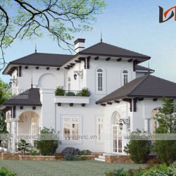 Hình ảnh mẫu nhà đẹp 2 tầng mái thái mặt tiền 16m chiều sâu 13m