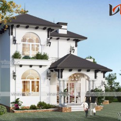 Hình ảnh mẫu nhà đẹp 2 tầng mái thái mặt tiền 16m chiều sâu 13m
