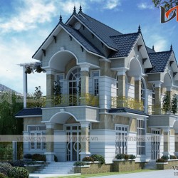 Mẫu thiết kế nhà 2 tầng 120m2 3 phòng ngủ mặt tiền 7m BT1681
