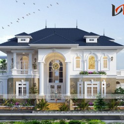 Mẫu thiết kế biệt thự 2 tầng tân cổ kiểu pháp đẹp BT1803