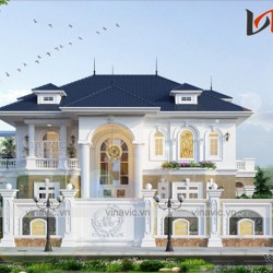 Mẫu thiết kế biệt thự 2 tầng tân cổ kiểu pháp đẹp BT1803