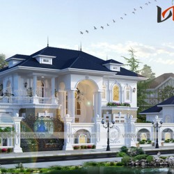 Mẫu thiết kế biệt thự 2 tầng tân cổ kiểu pháp đẹp BT1803