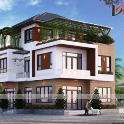 Bản thiết kế biệt thự 3 tầng hiện đại 1 mặt tiền 9m ở Hải Phòng BT1675