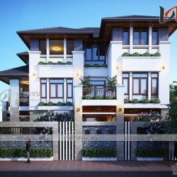 Mẫu nhà đẹp 3 tầng mặt tiền rộng 10m hiện đại ở Thành phố Vinh- Nghệ An BT1682