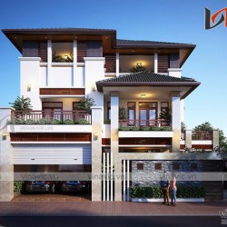 Mẫu nhà đẹp 3 tầng mặt tiền rộng 10m hiện đại ở Thành phố Vinh- Nghệ An BT1682