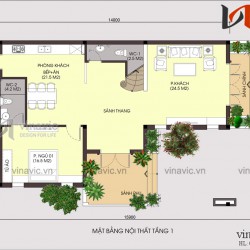 Mẫu nhà đẹp 3 tầng mặt tiền 10m sâu 14m phong cách hiện đại BT1695