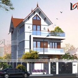 Biệt thự 3 tầng hiện đại mặt tiền 8m ở Hưng Yên BT1692