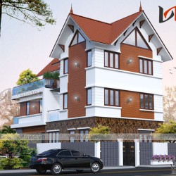Biệt thự 3 tầng hiện đại mặt tiền 8m ở Hưng Yên BT1692