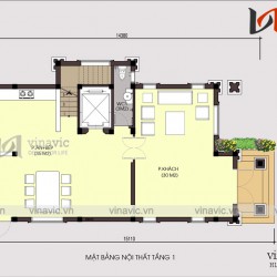 Thiết kế nhà đẹp 3 tầng mặt tiền 7m sâu 15m tân cổ điển Hà Nội BT1689