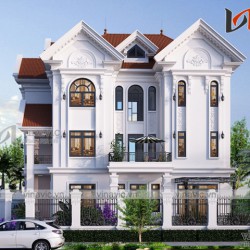 Biệt thự đẹp 3 tầng tân cổ điển 2 mặt tiền 15m sâu 21m ở Vũng Tàu BT1690
