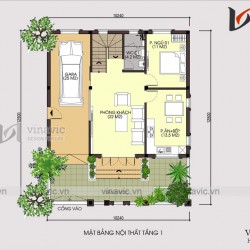 Thiết kế nhà 3 tầng 4 phòng ngủ diện tích 10x9m có gara oto BT1696