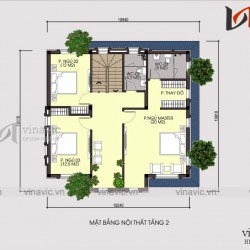 Thiết kế nhà 3 tầng 4 phòng ngủ diện tích 10x9m có gara oto BT1696