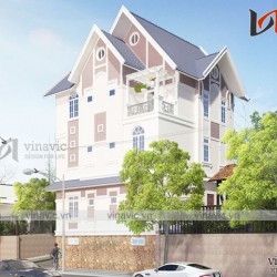 Thiết kế nhà 3 tầng 4 phòng ngủ diện tích 10x9m có gara oto BT1696