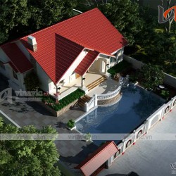 Mẫu nhà cấp 4 nông thôn 4 phòng ngủ 250 m2 1 tầng BT1811