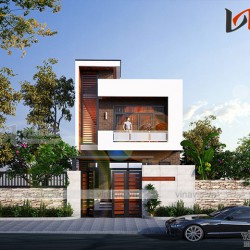 Mẫu nhà ống 2 tầng mặt tiền 5m 3 phòng ngủ hiện đại đơn giản