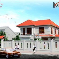 Mẫu nhà 2 tầng 130m2 4 phòng ngủ sân vườn rộng dt 10mx13m BT1454