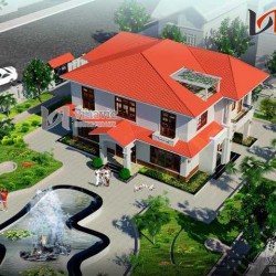 Mẫu nhà 2 tầng 130m2 4 phòng ngủ sân vườn rộng dt 10mx13m BT1454