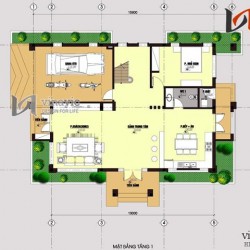 Mẫu nhà 2 tầng 130m2 4 phòng ngủ sân vườn rộng dt 10mx13m BT1454