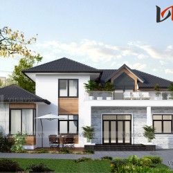 Mẫu thiết kế biệt thự đẹp hiện đại gần gũi thiên nhiên BT1823