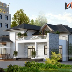 Mẫu thiết kế biệt thự đẹp hiện đại gần gũi thiên nhiên BT1823