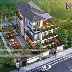 Mẫu nhà 3.5 tầng đẹp hiện đại mái nhật vừa ở vừa kinh doanh BT2028