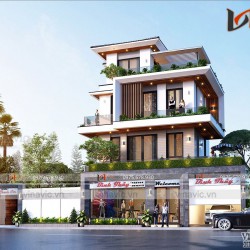 Mẫu nhà 3.5 tầng đẹp hiện đại mái nhật vừa ở vừa kinh doanh BT2028