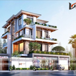 Mẫu nhà 3.5 tầng đẹp hiện đại mái nhật vừa ở vừa kinh doanh BT2028