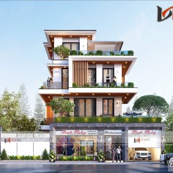 Mẫu nhà 3.5 tầng đẹp hiện đại mái nhật vừa ở vừa kinh doanh BT2028