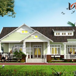 Mẫu nhà 1 tầng ngang 17m sâu 15m  4 phòng ngủ ở Phú Thọ BT1444