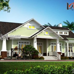 Mẫu nhà 1 tầng ngang 17m sâu 15m  4 phòng ngủ ở Phú Thọ BT1444