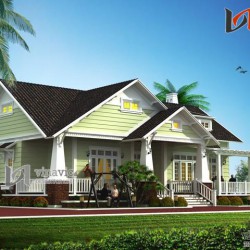 Mẫu nhà 1 tầng ngang 17m sâu 15m  4 phòng ngủ ở Phú Thọ BT1444