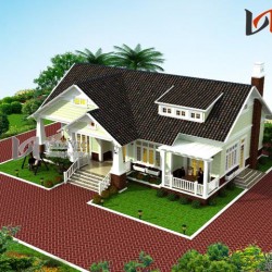 Mẫu nhà 1 tầng ngang 17m sâu 15m  4 phòng ngủ ở Phú Thọ BT1444