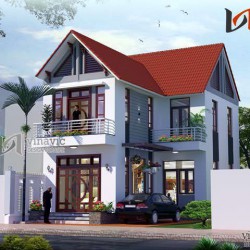 Mẫu nhà chữ L đẹp 2 tầng 80m2 3 phòng ngủ mặt tiền rộng 7m BT1451