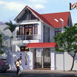 Mẫu nhà chữ L đẹp 2 tầng 80m2 3 phòng ngủ mặt tiền rộng 7m BT1451